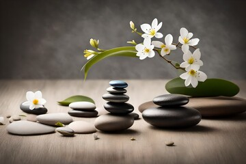 spa still life with stones and orchid