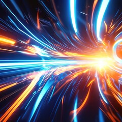 Obraz premium abstract futuristic background with blue and orange glow.