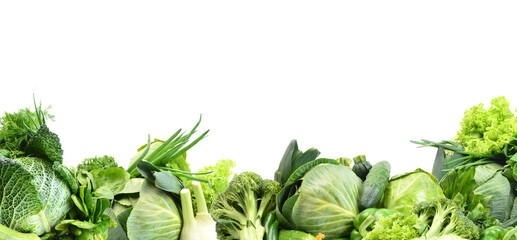 Frame green vegetables isolated