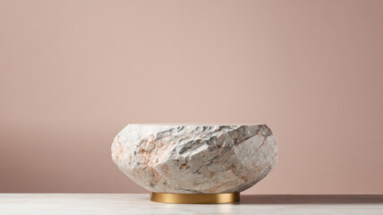 A piece of white granite stone as a piedestal for luxury product display, branding and marketing background concept, 