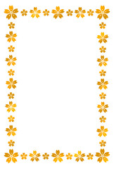 金色の桜フレーム　素材　和風　見出し　飾り枠　飾り罫　おしゃれ　エレガント　高級感　シンプル　入学　卒業　年賀　正月　縦長　白バック　透過