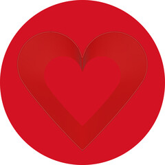 3D-Rahmen in Herzform - rotes Herz mit Schattierung, auf rotem Kreis