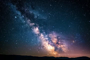 Foto op Plexiglas Night starry sky. Milky Way, stars and nebula. Space blue background  © Glce