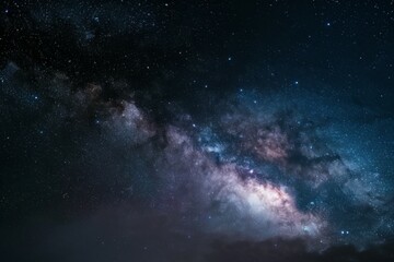 Naklejka na ściany i meble Night starry sky. Milky Way, stars and nebula. Space blue background 