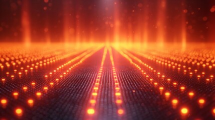 Fototapeta premium Red abstract fantastic neon background with red laser rays and glowing lines.