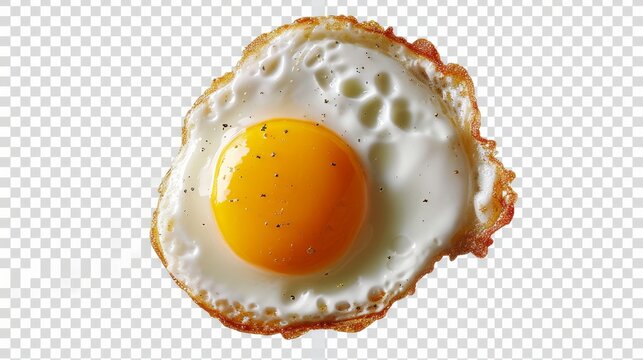 Fried egg isolated on transparent background, image with background removed,  