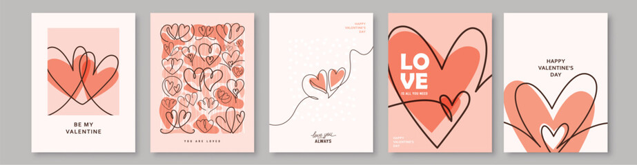 Love cover background set vector illustration. Happy Valentines Day