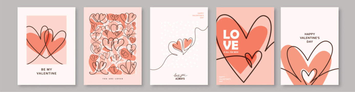 Love cover background set vector illustration. Happy Valentines Day
