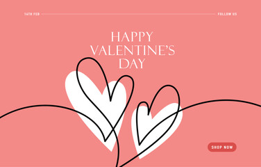 Happy valentines day, love vector background. Minimal romantic sale