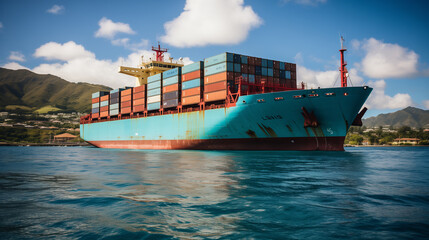 Naklejka premium Container Ship Vessel Cargo Carrier