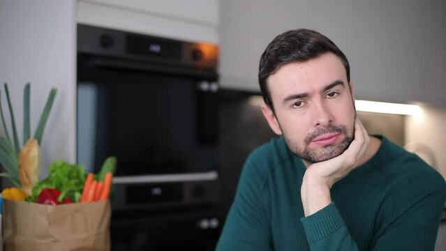 Man observing something with uncertainty 