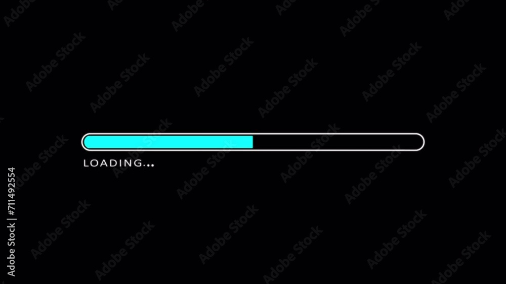 Wall mural loading bar blue with glow effect, downloading progress animation on transparent background 4k resol