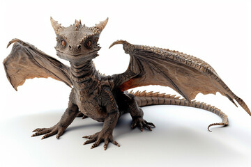 Fototapeta premium Сute dragon clipart 3d render, isolated, ai technology