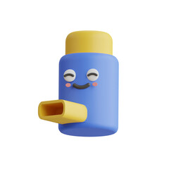 3D Inhaler Model Advancing Respiratory Therapy. 3d illustration, 3d element, 3d rendering. 3d visualization isolated on a transparent background