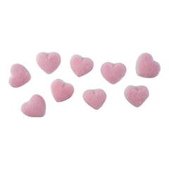 Heart shaped sugar coated gummy candy isolated transparent