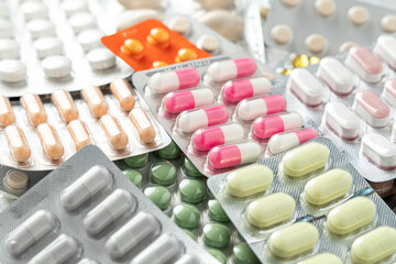 Variety of medicines and drugs.Medicine and healthcare concept.