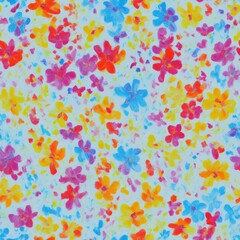 Acrylic flowers. Abstract seamless pattern. AI generated.