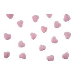 Heart shaped sugar coated gummy candy isolated transparent