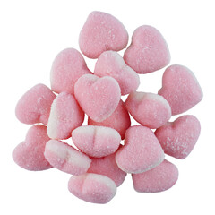 Heart shaped sugar coated gummy candy isolated transparent