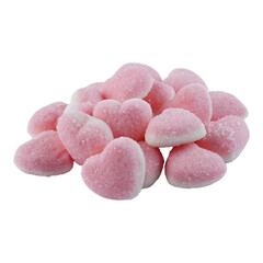 Heart shaped sugar coated gummy candy isolated transparent