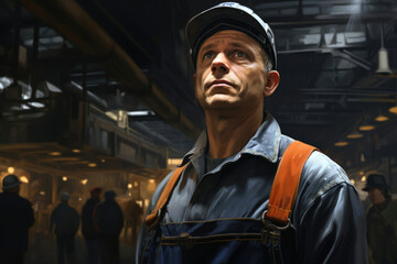 Fototapeta na wymiar Portrait male worker industrial men person business helmet