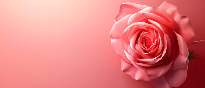 Red rose on a red-pink tone background, with gradient colors. space to tex, power point present station, wallpaper and background concept.