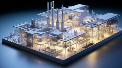Efficiency Unveiled: Transparent Model of Manufacturing Facility Illustrating Energy and Resource Operations