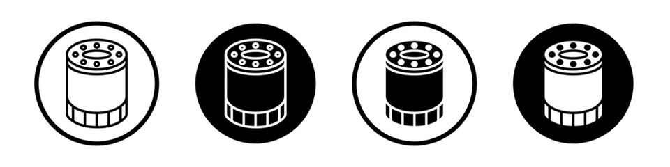 Car oil filter icon set. Change fuel filtration vector symbol in a black filled and outlined style. Car Air and oil filter sign. - obrazy, fototapety, plakaty