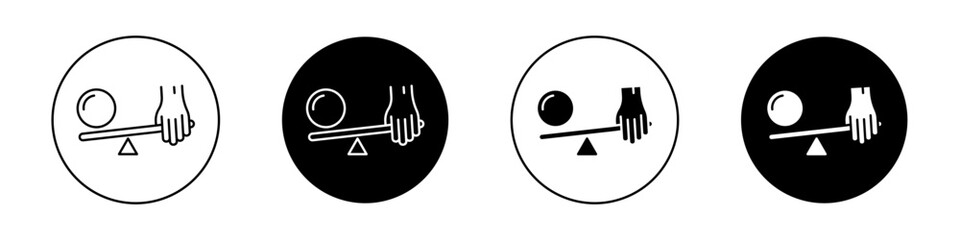 Leverage icon set. Hand pulling money lever vector symbol in a black filled and outlined style. Leverage dollar sign.