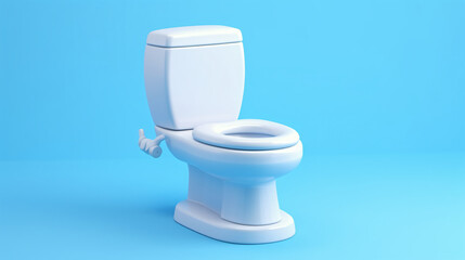3D Cartoon Toilet with Tank and seat white clean