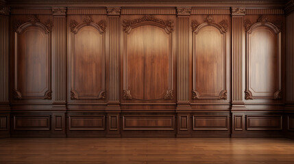 Timeless Opulence: Classic Premium Luxury Wood Paneling Wall Background in Extra Wide Format