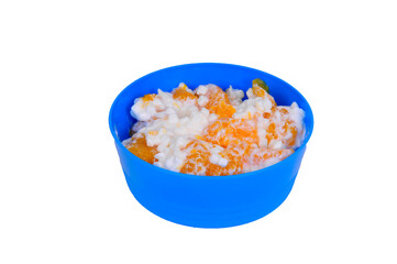 Cottage Cheese, Mandarine Orange, Isolated over White