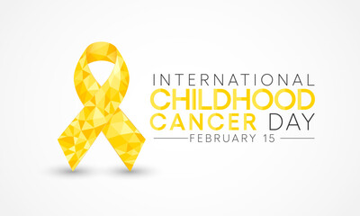 International Childhood Cancer day (ICCD) is observed every year on February 15,  to raise awareness, and to express support for children and adolescents with cancer. Vector illustration - obrazy, fototapety, plakaty