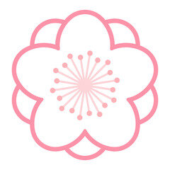 Sakura, cherry, plum, apricot, peach, apple blossom, flower, bloom, isolated. Floral design element, logo, icon. Line art style vector illustration. Spring promotion, seasonal sale, advertising
