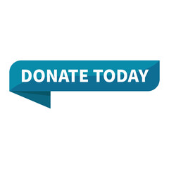 Donate Today Blue Rectangle Ribbon Shape For Philanthropy Gift Donation Charity Promotion
