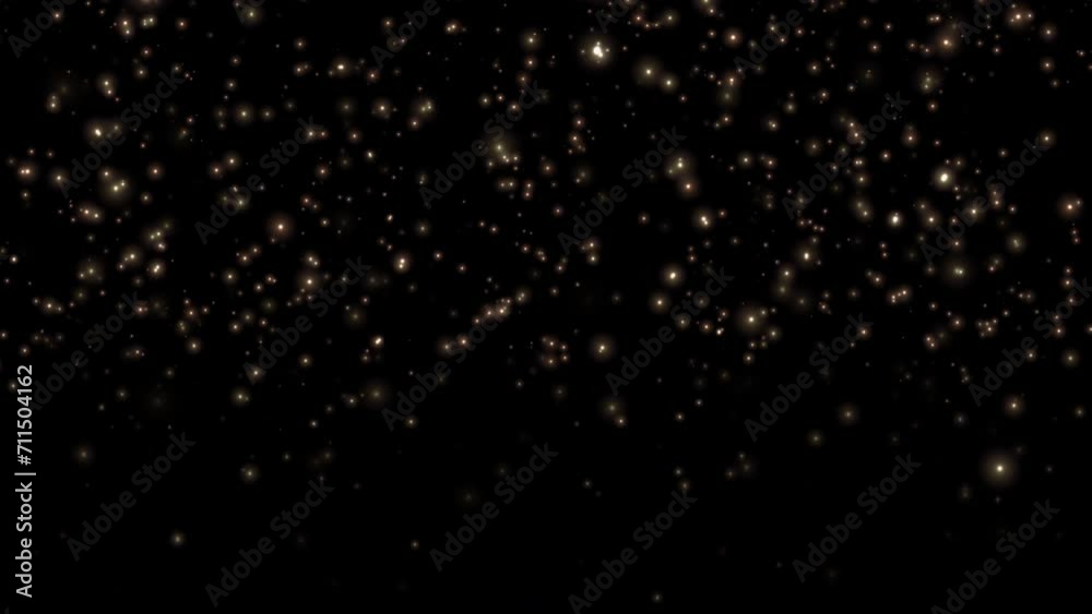 Poster beautiful loop abstract falling flickering glitter gold particles animation light on black abstract 