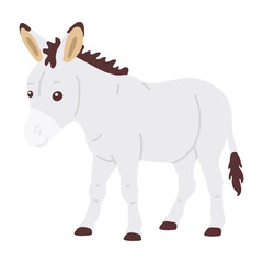 Vector illustration cute doodle donkey for digital stamp,greeting card,sticker,icon,design