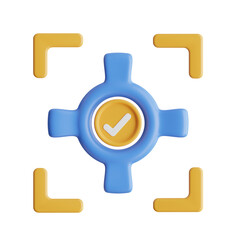 3D Focus Model Sharpening Vision and Achieving Clarity. 3d illustration, 3d element, 3d rendering. 3d visualization isolated on a transparent background