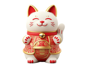 Maneki money cat isolated on white.