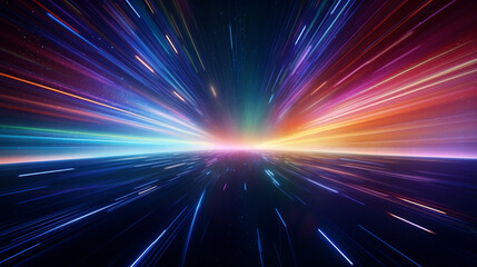 Fototapeta na wymiar Warping Through Cosmos: Hyperspace Odyssey in a Spectrum of Light