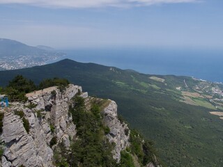 Sunny Aj-Petri Mountain top view Crimea, summer