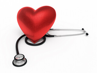 Stethoscope and heart render (isolated on white and clipping path)
