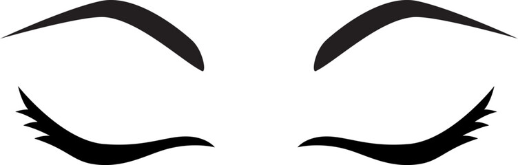 Illustration of woman eye with perfectly shaped eyebrows and full lashes. flat vector icon, clipart