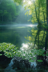 Peaceful Pond Reflections, spring art