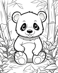 Fototapeta premium Panda Coloring Page, Ai Generative