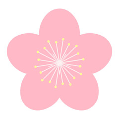 Sakura, cherry, plum, apricot, peach, apple blossom, flower, bloom, isolated. Floral design element, logo, icon. Flat style vector illustration. Spring promotion, seasonal sale, advertising