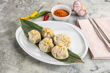 Chinese traditional steamed dumpligs momo