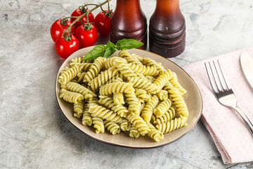 Italian pasta with basil pesto