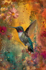 An Elegant Hummingbird in Flight, spring art