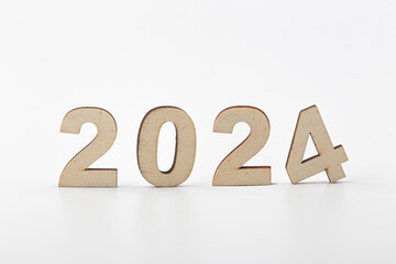 The year 2024 on wooden letters